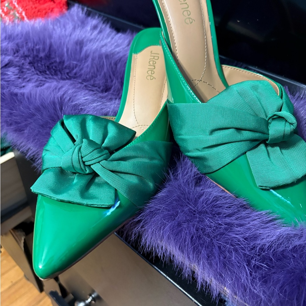 J.Renee Emerald Green Bow Mules